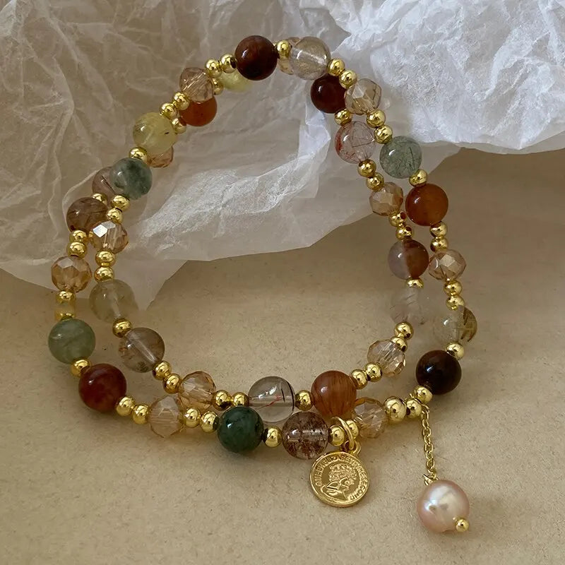 Vintage Natural Stone Strand Bracelets For Women Men Ethnic Crystal Beads Wrap Bracelet Bangle Healing Yoga Jewelry Wristband