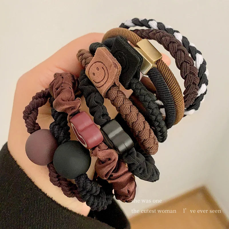 10PCS Women's Hair Ring Set Hair Accessories High Elasticity Leather Band Simple Temperament High Ponytail Durability New Style Viralgem Store