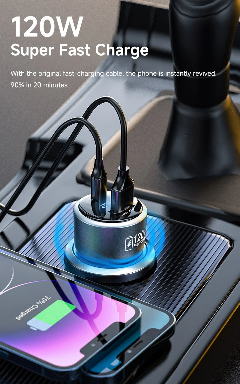 120W Xiaomi USB Type C Car Charger 67W 6A Turbo Fast Charging Adapter For Mi 14 13 13T 12 Pro Redmi Note K60 IPhone 16 15 Charge Viralgem Store