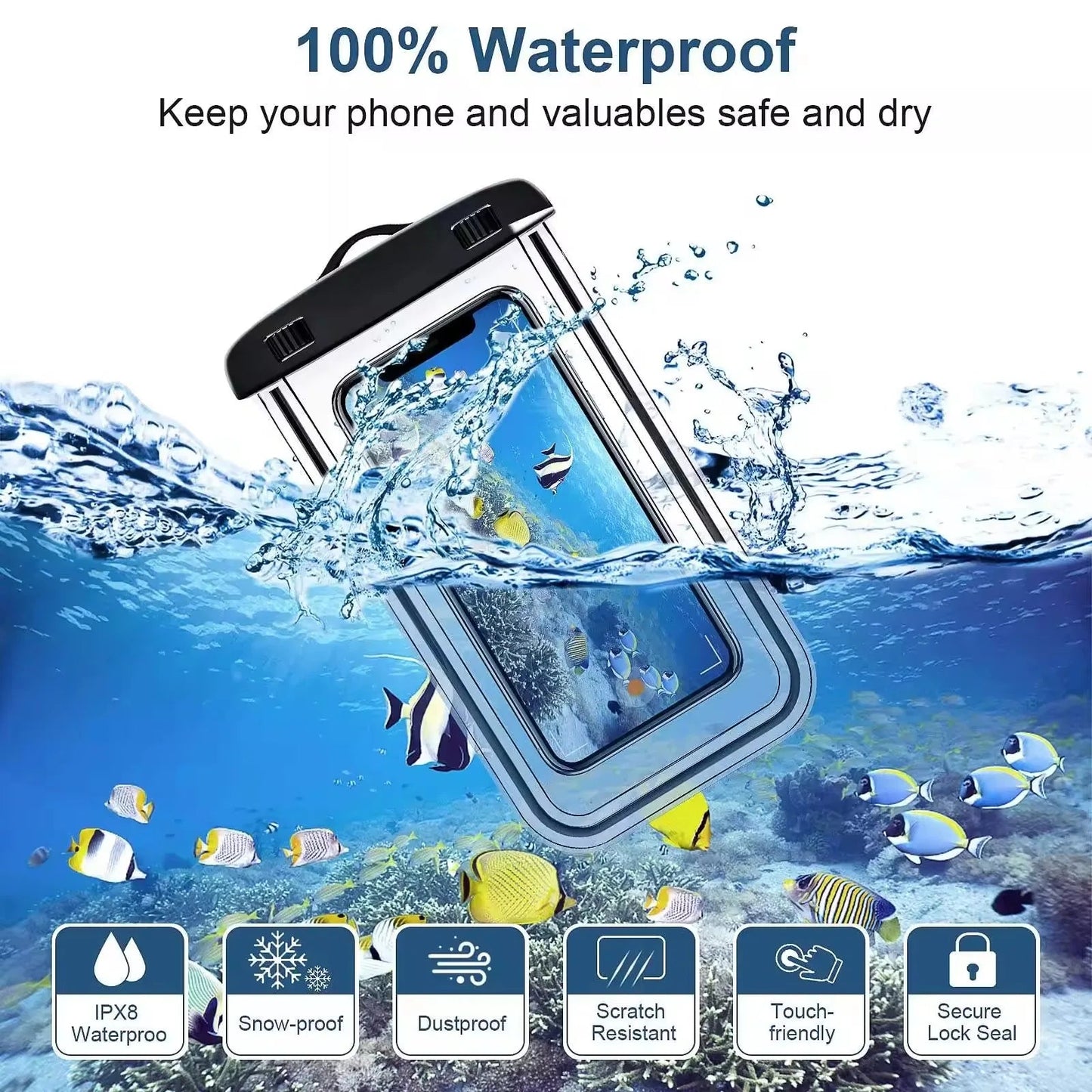 1-3Pcs Waterproof Phone Pouch Drift Diving Swimming Bag Underwater Dry Bag For Phone Water Sports Beach Pool Skiing 6 inch Viralgem Store