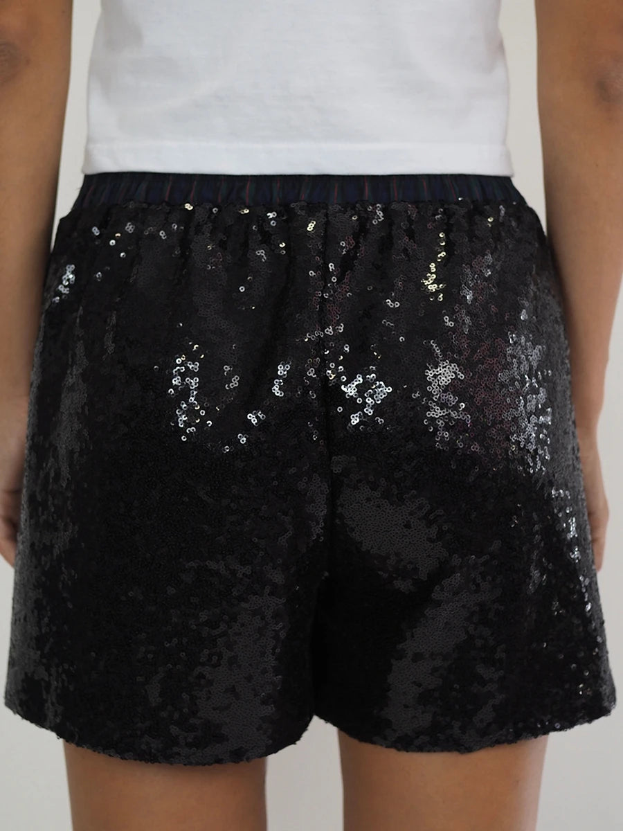 Women Mini Sequin Shorts  Sexy Hot Elastic Waist Shiny Shorts Summer Casual Shorts Streetwear for Carnival Party Clubwear