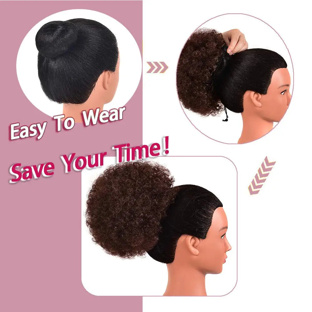 Synthetic Large Afro Puff Drawstring Ponytail Kinky Curly Bun HairPiece African American Clip in Updo Extensions for Black Women Viralgem Store