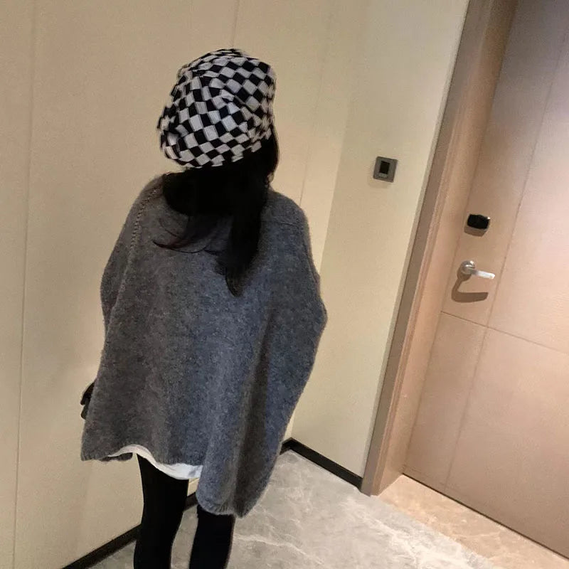 Zoki Autumn Winter Thicken Warm Women Cardigan Sweater Korean Lazy Wind Soft All Match Cardigans Tops Solid Loose Knitted Coats