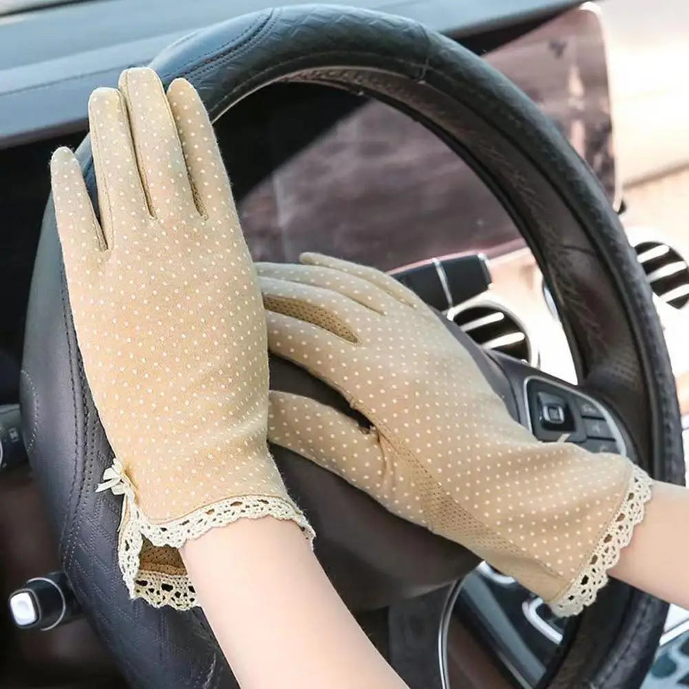 1 Pair Summer Gloves Driving Riding Mittens Dot Full Finger Gloves Non-Fading Sunscreen Gloves Viralgem Store