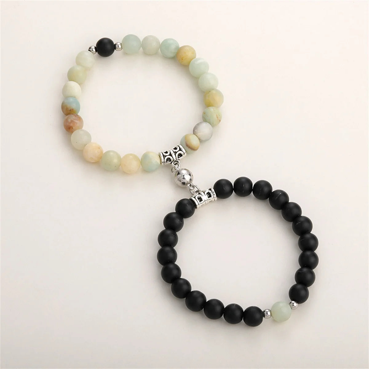 2pcs/set Natural Stone Beads Bracelet for Women Men Lovers Magnet Attraction Couple Distance Bracelets Best Friends Jewelry Gift