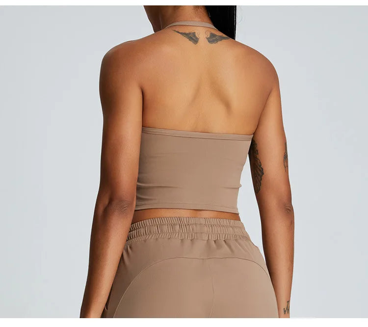 YJ-Spring and Summer New Halter Yoga Vest Women's Sling Beauty Back Exercise Underwear Slim Fit and Quick-Drying Yoga Clothes Br