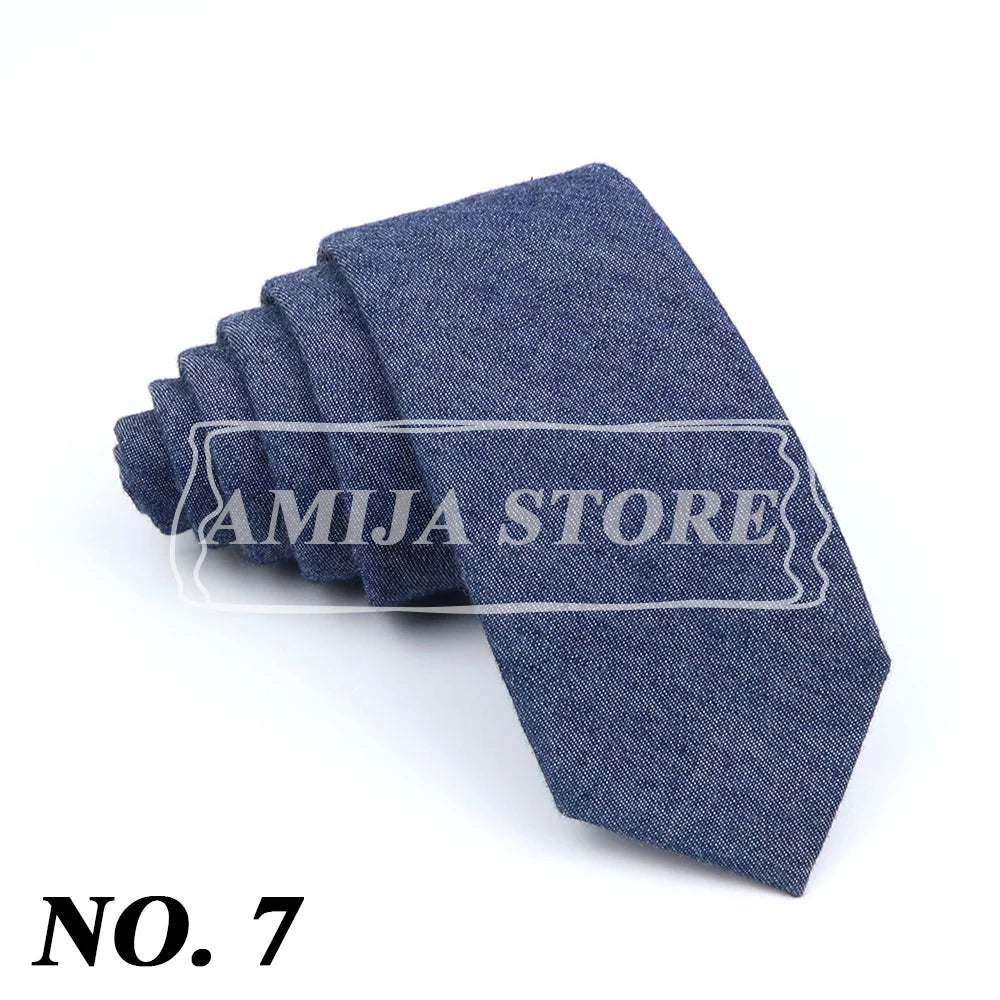 Wed Cotton Tie Solid Color Necktie For Man Woman Blue Pink Yellow Skinny Slim Ties Fashion Wedding Party Gifts Men Accessories