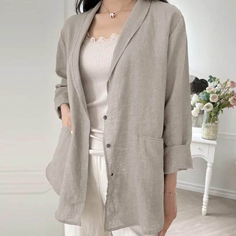 Women Solid Blazer 2024 Autumn ZANZEA Fashion Long Sleeve Outerwear Casual Loose Lapel Collar Coat Vintage Pocket Thin Jackets