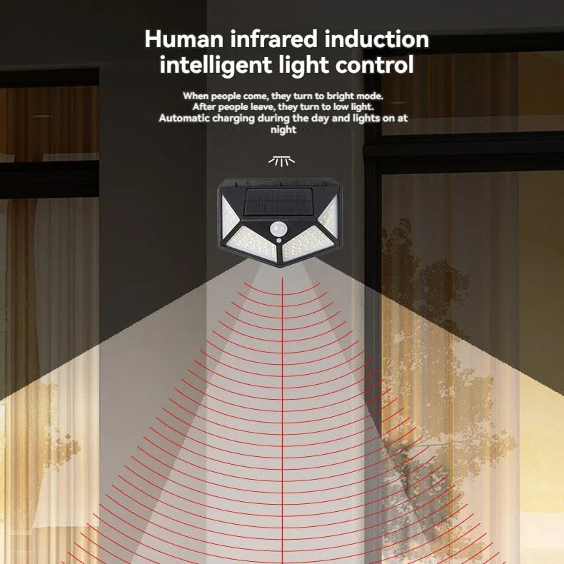 1/2/4/6Pcs 100 LED Wall Lights Outdoor Solar Lamp PIR Motion Sensor Solar Powered Sunlight Street Light for Garden Decoration Viralgem Store