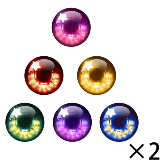 12Pcs/Set Blyth Doll Eyes Dome Glass 10mm-40MM Doll Eyes DIY Crafts Eyeballs For Cat Eyes Accessories Stars Pattern Glass Eyes