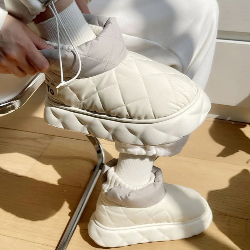 Winter Soft Women's Snow Boots Warm Snow Boots Thick Sole Bare Boots Mesh Red Couples Warm and Comfortable Winter Shoes Snow