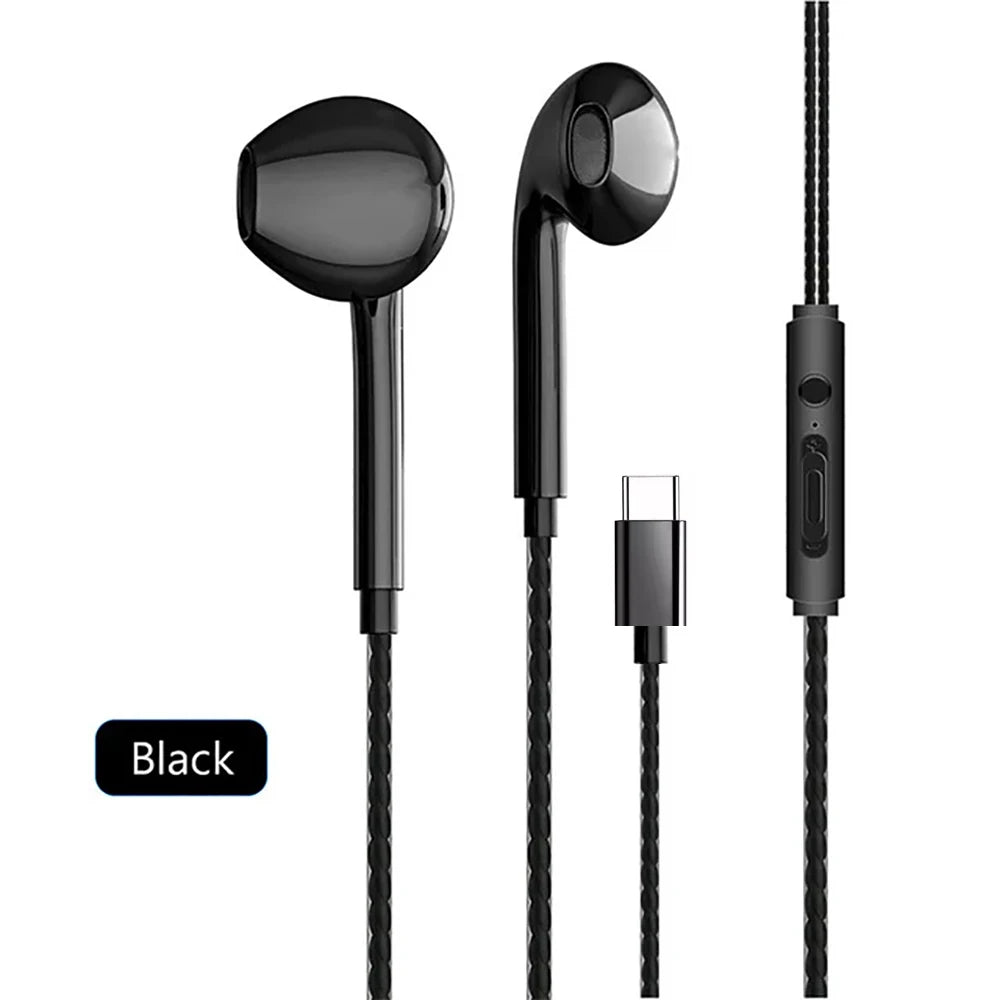 Type C Wired Earphones In Ear Headset Game 3.5mm Wired Headphones with Microphone Bass Stereo Earbuds In-line Control For Phones Viralgem Store