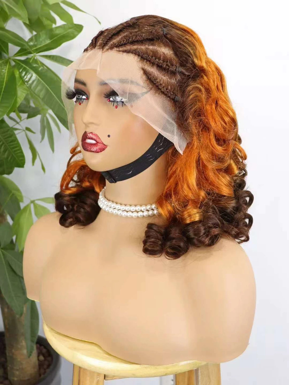 4T30T4 Color  Loose Wave Remy Human Hair Wigs 250% Density 13x4 Lace Frontal Cornrow Braided Wig SLoose Fumi Lace Braid Wig