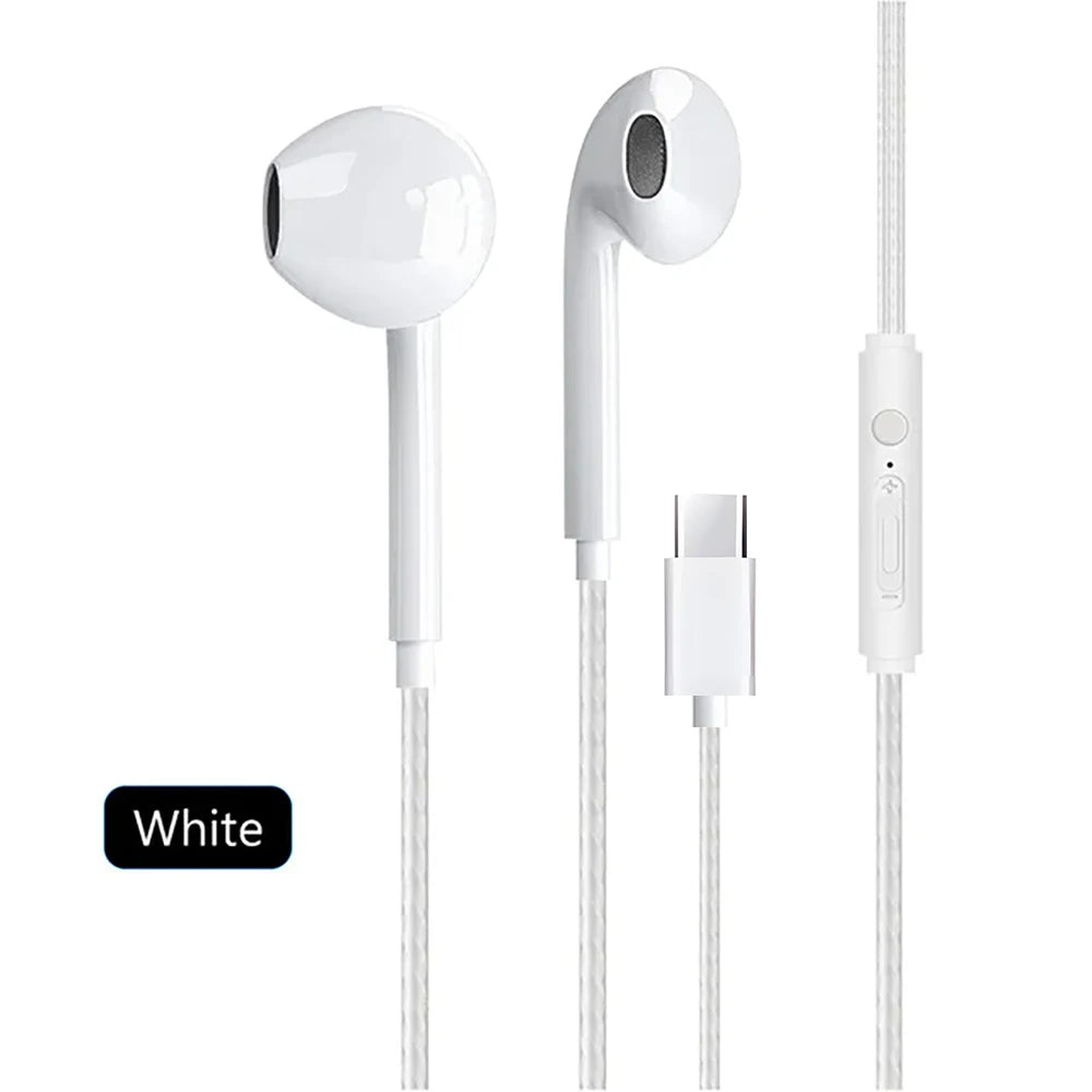 Type C Wired Earphones In Ear Headset Game 3.5mm Wired Headphones with Microphone Bass Stereo Earbuds In-line Control For Phones Viralgem Store