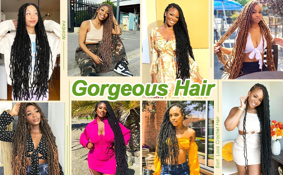 36 Inch Faux Locs Crochet Hair Extensions For Women Soft Locs Crochet Braids Faux Locs Dreadlocks Synthetic Hair Extensions