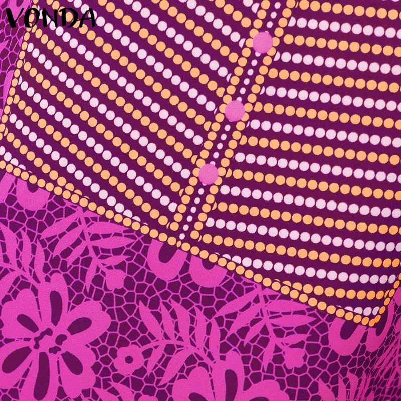 2024 VONDA Women Bohemian Dress Summer Printed Maxi Sundress V-Neck Long Flare Sleeve Party Vestidos Fashion Casual Loose Robe Viralgem Store