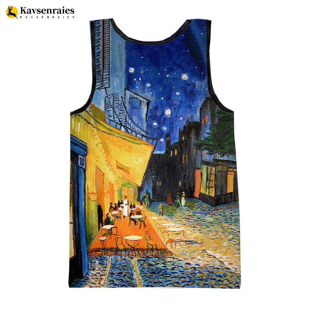 Van Gogh Oil Painting 3D Printed Tank Tops Men Summer Vest Women Casual Sleeveless Shirts Hip Hop Streetwear Oversized Tops