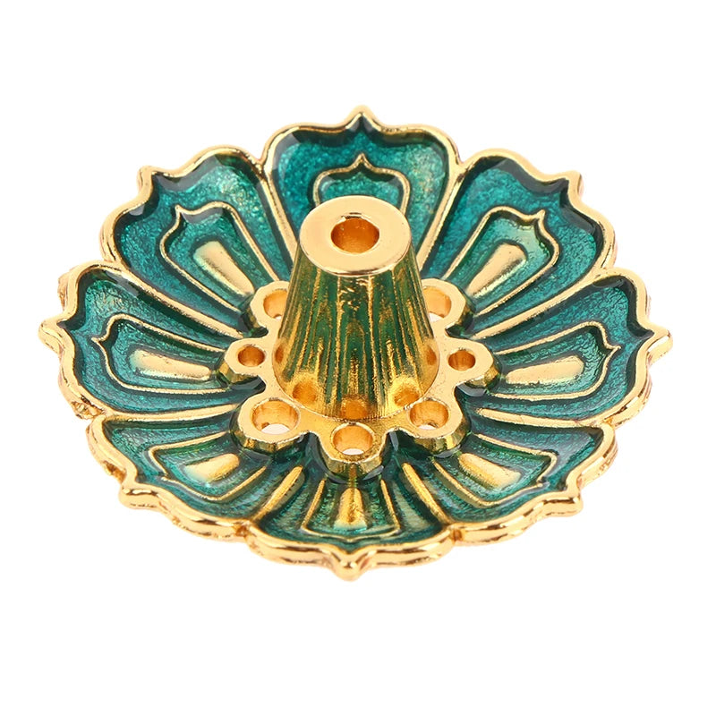 1PCS Lotus Alloy Incense Burner Stick Holder Home Buddhism Line Incense Plate Sandalwood Coil Base Temples Delicate Home Decor