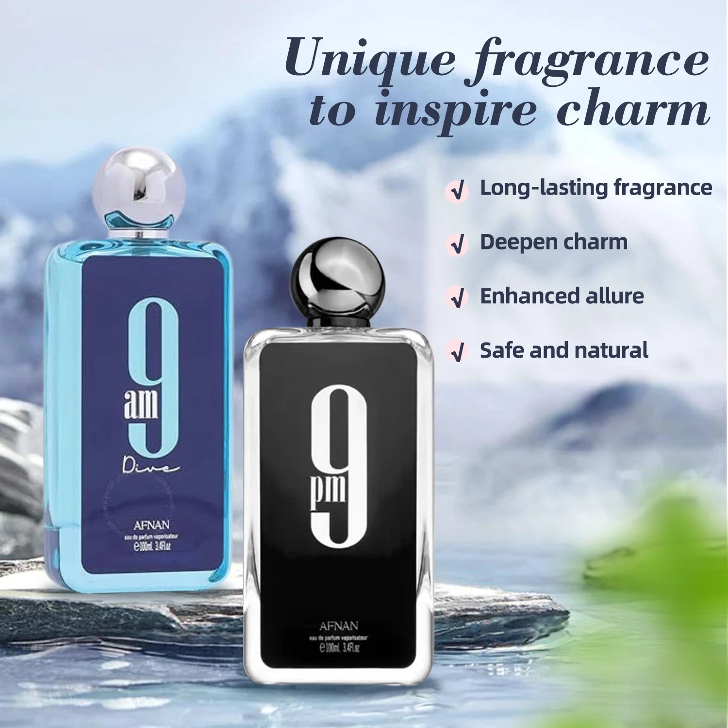 Afnan 9 PM 9 AM Dive Women's Men's Perfume Eau De Parfum Long-Lasting Pheromones Perfume Timeless Scent Couple Gift 100ml/ 3.4oz Viralgem Store