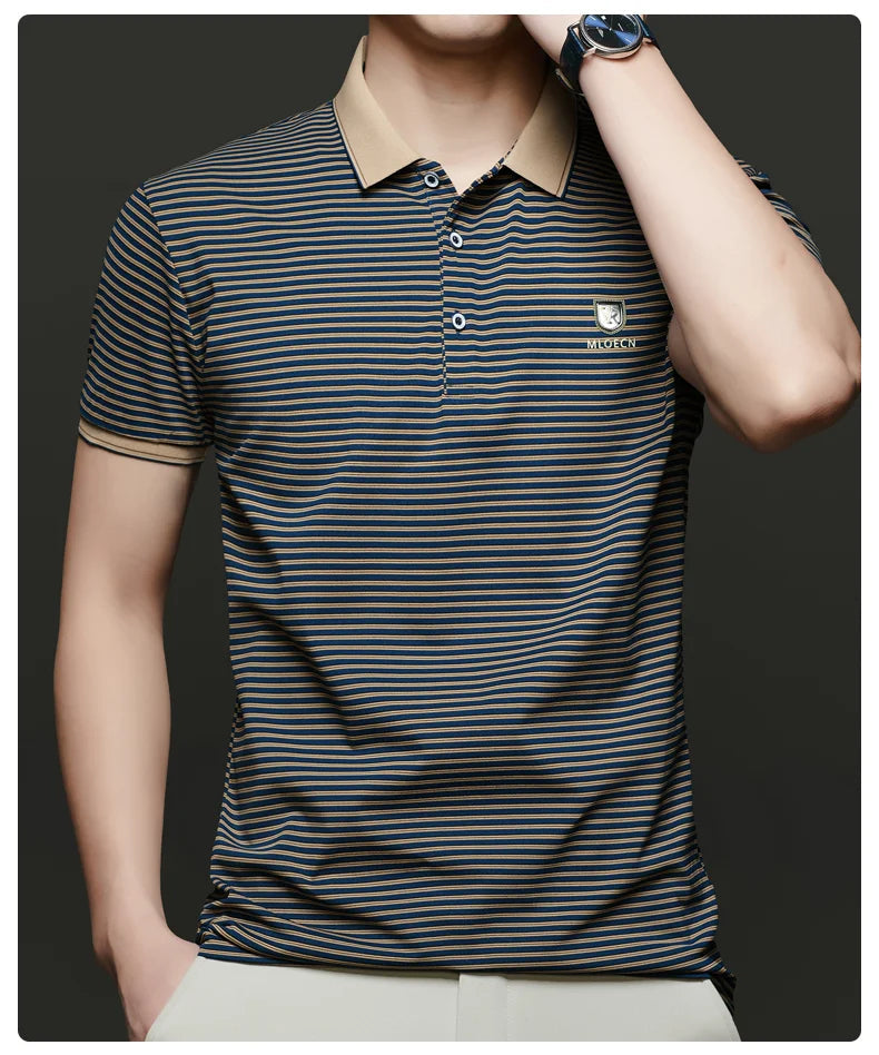 Top Grade 2025 Summer Brand Designer Polo Shirts For Men Summer Stripped Slim Fit Short Sleeve Casual Tops Fashions Men Clothes Viralgem Store