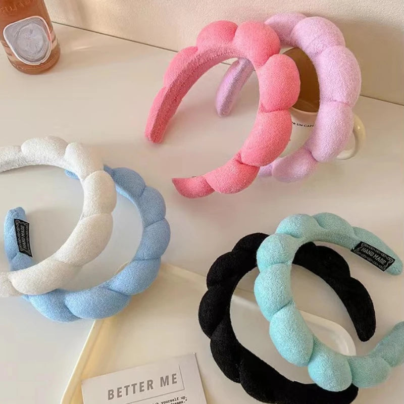 Sponge Co Spa Makeup Bubble Terry Cloth Headband Puffy Retro Hair Bands Soft Hairband Headwear Viralgem Store