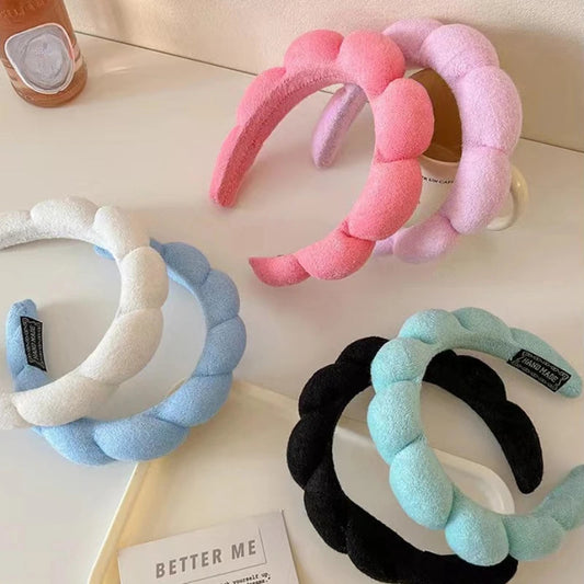 Sponge Co Spa Makeup Bubble Terry Cloth Headband Puffy Retro Hair Bands Soft Hairband Headwear Viralgem Store