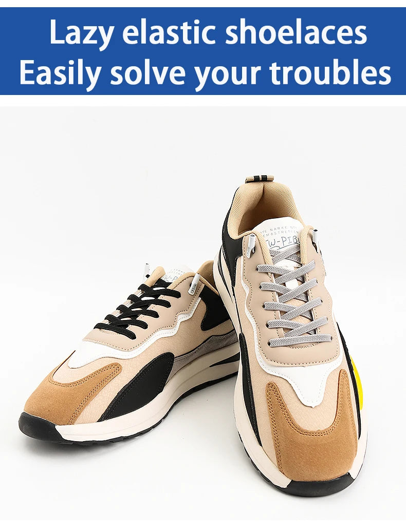 1Pair No Tie Shoelace Elastic Shoelaces Leisure Sneakers Quick Flat Shoelaces Lazy Shoe Laces Nice Buckle Kids and Adult Unisex