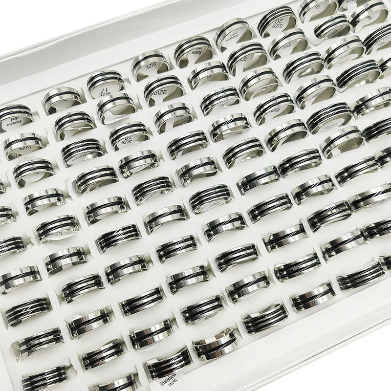 20pcs/Lot Factory Wholesale Hot Mix Style Simple Stainless Steel Finger Rings Men Women New Gifts Jewelry Bar Wide Joint Ring Viralgem Store