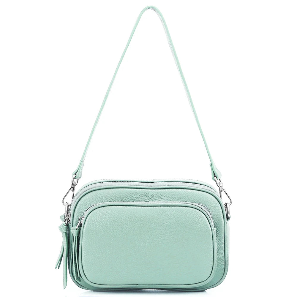 Zency Designer Women Shoulder Bag Genuine Cowhide Leather Handbag Zipper Pockets Large Capacity Female Crossbody Bag White Viralgem Store