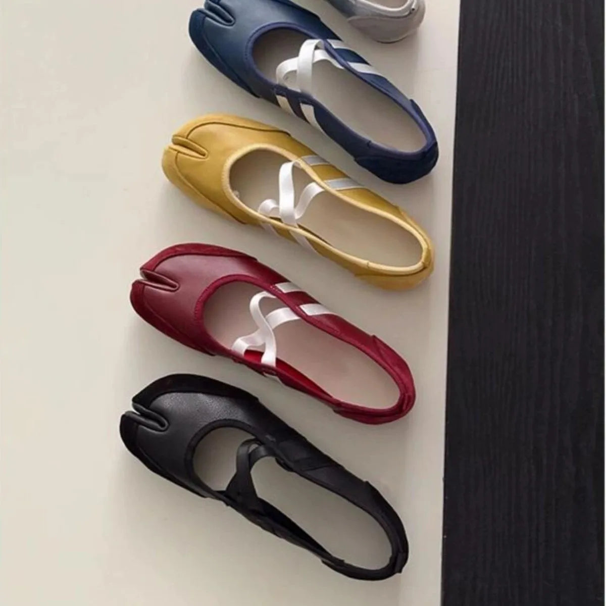 Split-Toe Casual Ballet Flats Shoes Women Pu Leather Cross Band Mary Janes Shoes Spring Autumn Streetwear Elegant Loafers New Viralgem Store