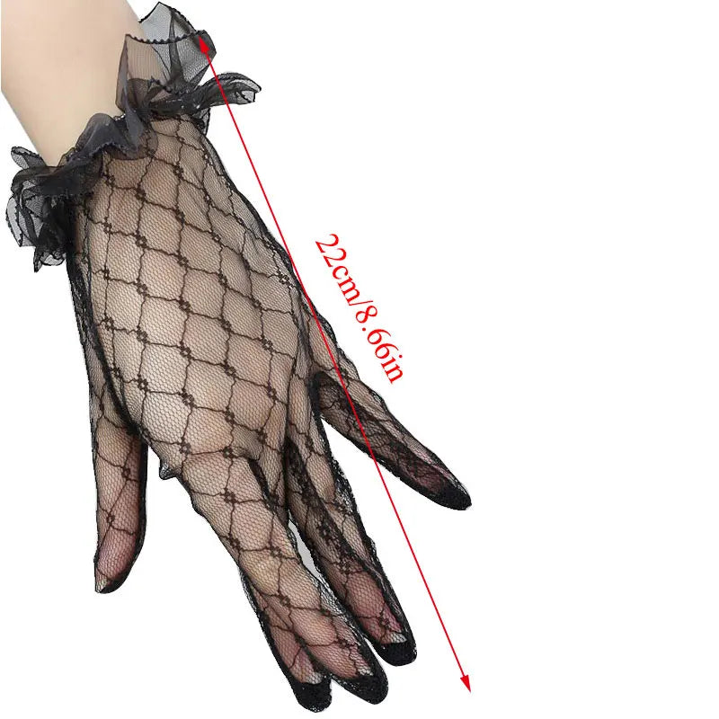 1 Pairs Lace Fingerless Wedding Gloves Beautiful See Through Bowknot Bride Party Gloves Female Vintage Soft Short Gloves Viralgem Store
