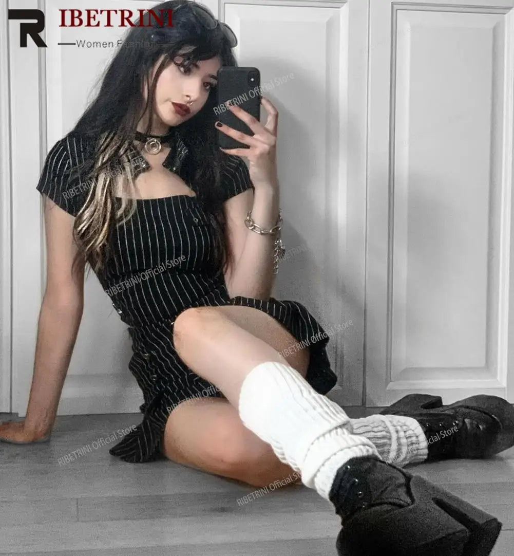 2023 Platform High Heel Cool Punk Fashion Women's High Quality Girls Goth Shoes Black Big Size 43 Cross-tied Casual Luxury Boots