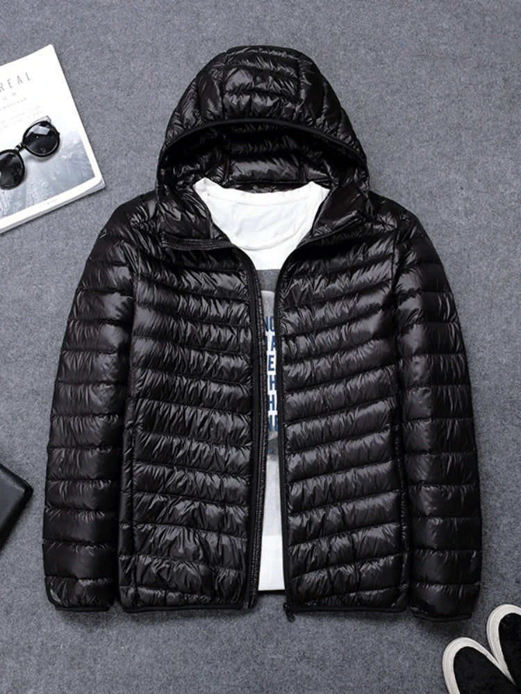2024 New High-grade Men's White Duck Down Light Down Jacket Men's Short Hooded Men's Autumn Winter Lightweight Coat Men Jacket