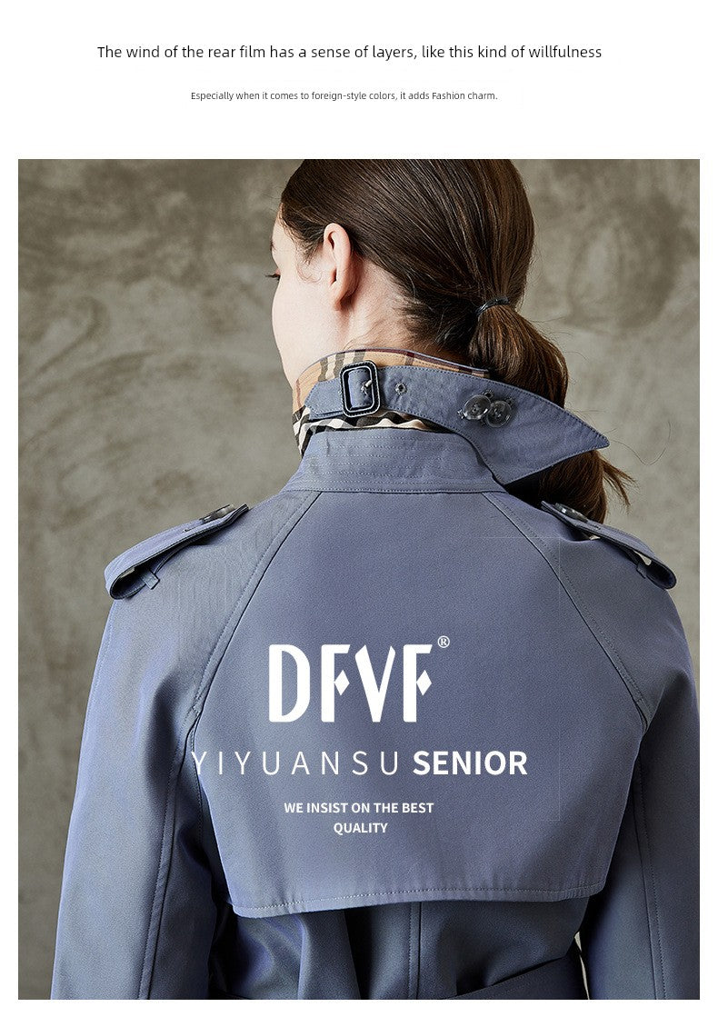 2024 Yi Element Spring & Fall New Arrival Chameleon Khaki Long Trench Coat British Style Work Clothing Trench Coat for Women In Stock