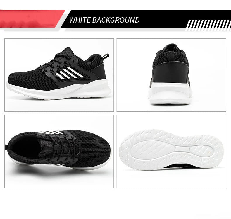 Work Safety Shoes Men Lightweight Indestructible Work Sneakers Security Steel Toe Shoes Safety Protective Boots Black Size36-46