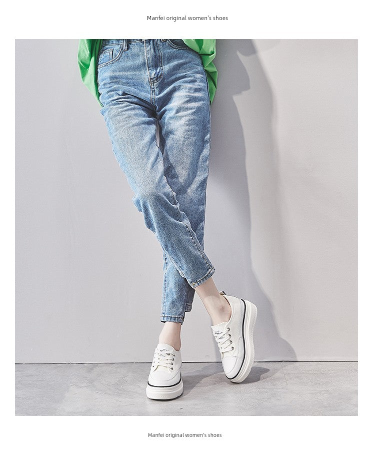 White Shoes Thick Sole Elevator Wild Best Selling Canvas Shoes