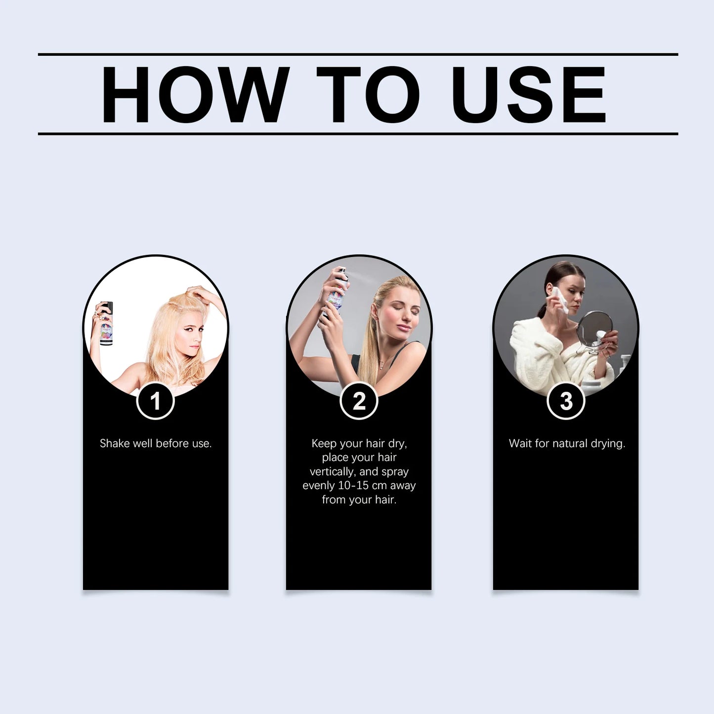 Temporary Hair Dye Spray Fast Remove White Grey Hair Back To Black Coloured Hairspray Travel Hair Dye Disposable Hair ColorSpray