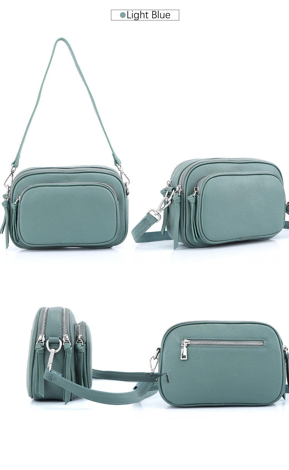 Zency Designer Women Shoulder Bag Genuine Cowhide Leather Handbag Zipper Pockets Large Capacity Female Crossbody Bag White Viralgem Store