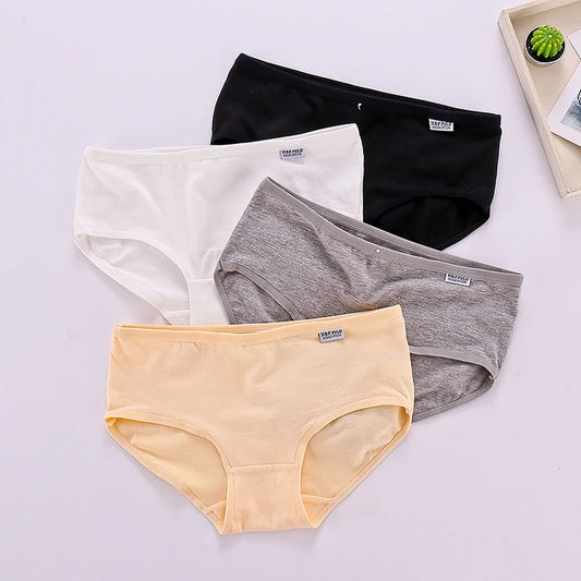 3Pcs/set 10 Color Panties Cotton Women Comfortable Mid-waist Underwear Lingerie Breathable Female Panty Briefs