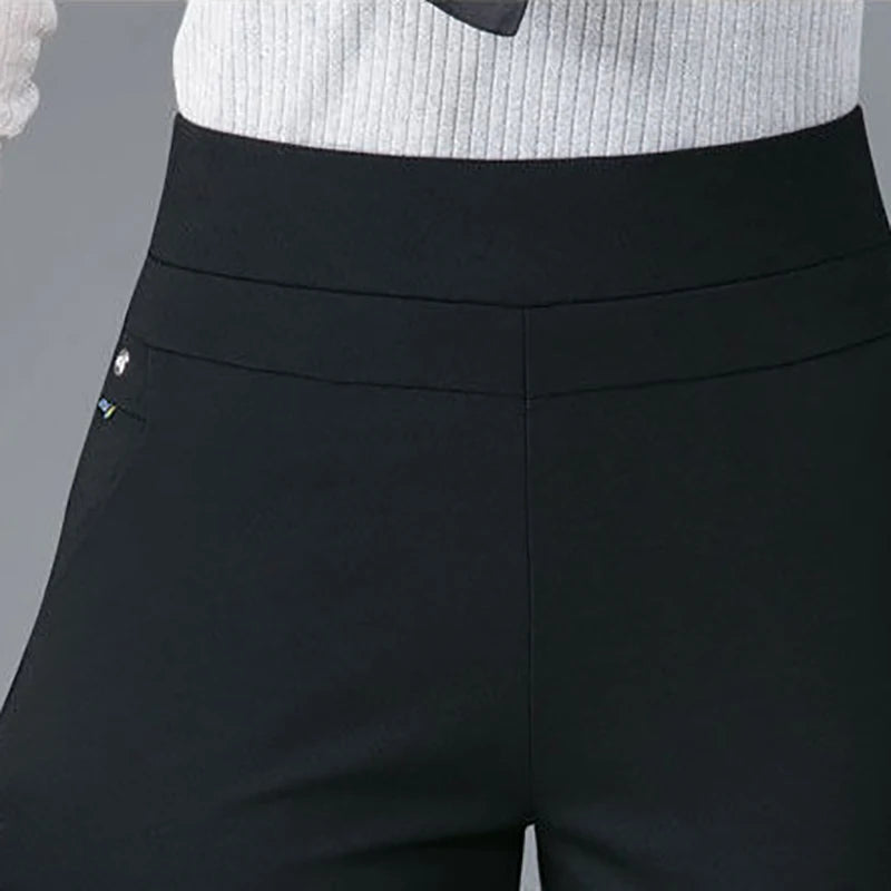2024 Autumn Winter Plus Size Women Pants Clothing Fleecing Basic Office Lady Pencil Pants Skinny Thermal Thick Thin Slim Trouser