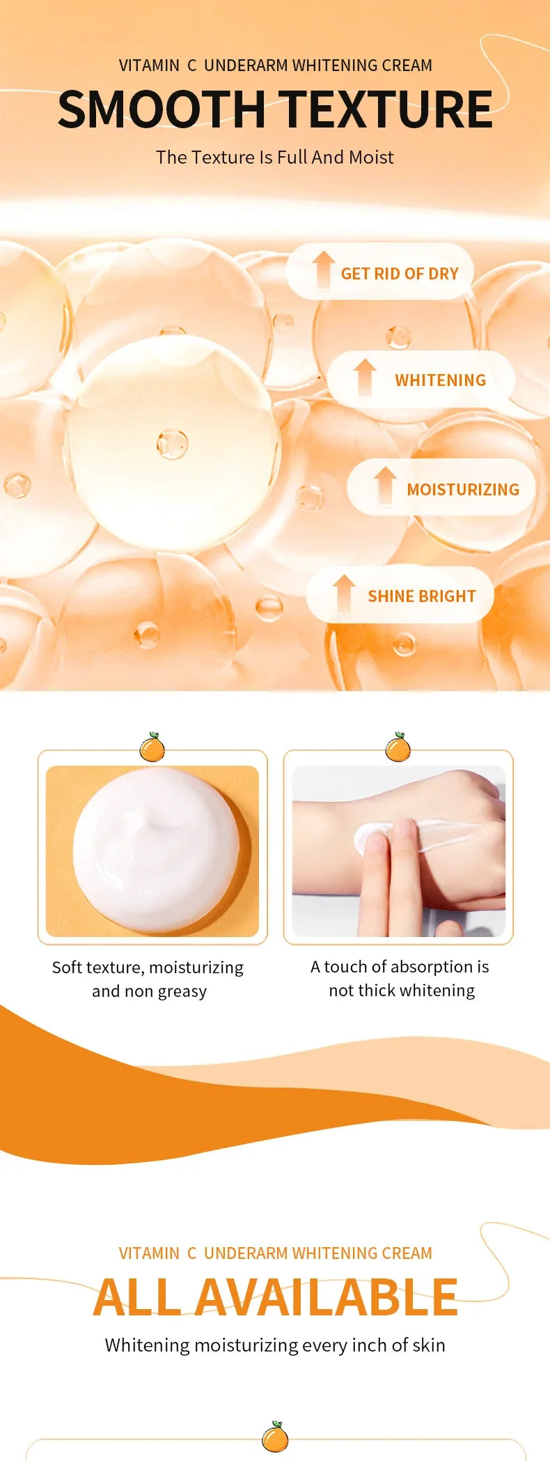 Vitamin C Brightening Cream Whitening Brightening Melanin Intimate Areas Bleaching Legs Knees Elbows Arms Bend Brighten Melanin