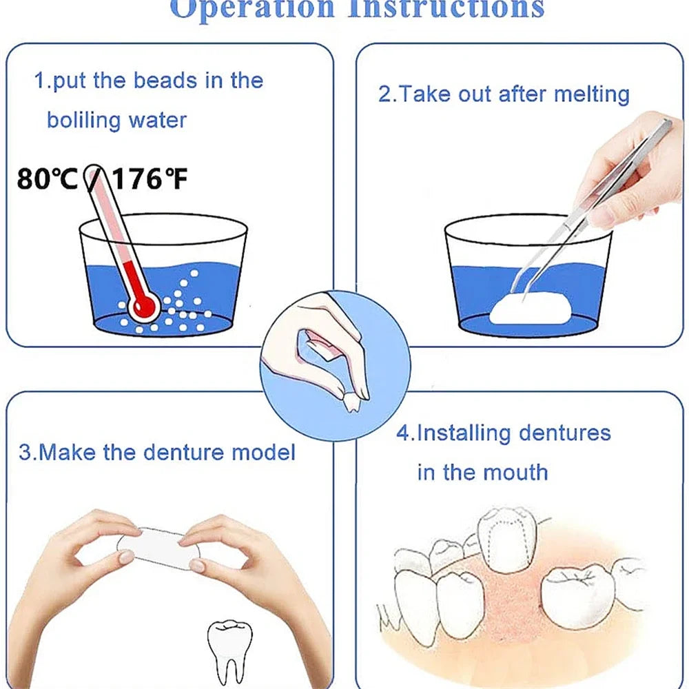 50g Resin Temporary Tooth Repair Granules Teeth Gaps Missing Broken Tooth Filling Moldable Adhesive Dentures False Teeth Tools Viralgem Store