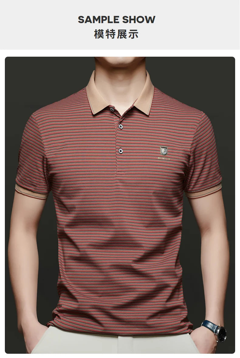 Top Grade 2025 Summer Brand Designer Polo Shirts For Men Summer Stripped Slim Fit Short Sleeve Casual Tops Fashions Men Clothes Viralgem Store