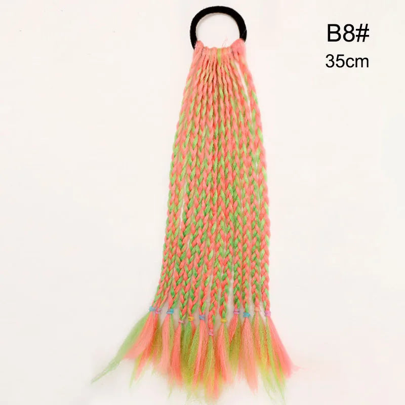 35cm Girl Thicker Wig Ponytail Hair Ropes Kids Twist Braid Rope Headdress Hair Braider Elastic Hair Band Rubber Hair Accessories Viralgem Store