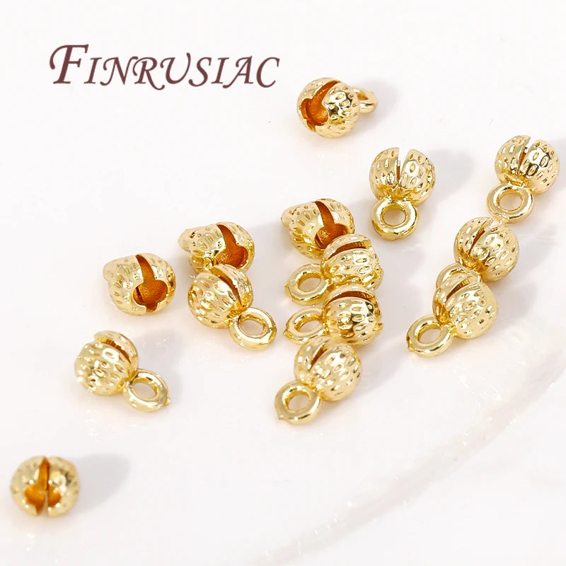 4/5.5MM Brass Cord Ends 18K Gold Plated Clam Shell Bead Tip Ball Chain Crimp Findings For DIY Beading Jewellery Making Supplies