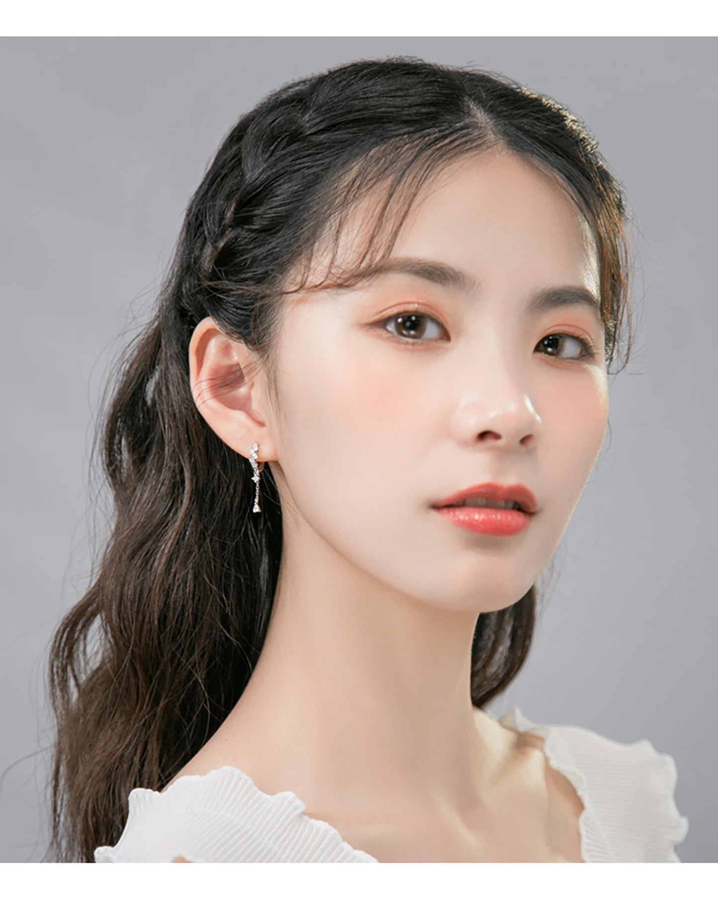 925 Sterling Silver tassel hoop Earrings Temperament Inlaid Zircon for Women Wedding Jewelry Accessories