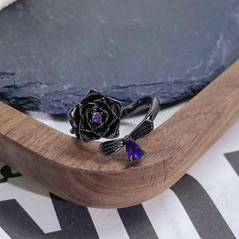 2025 Dark Gothic Irregular Zircon Adjustable Unisex Ring