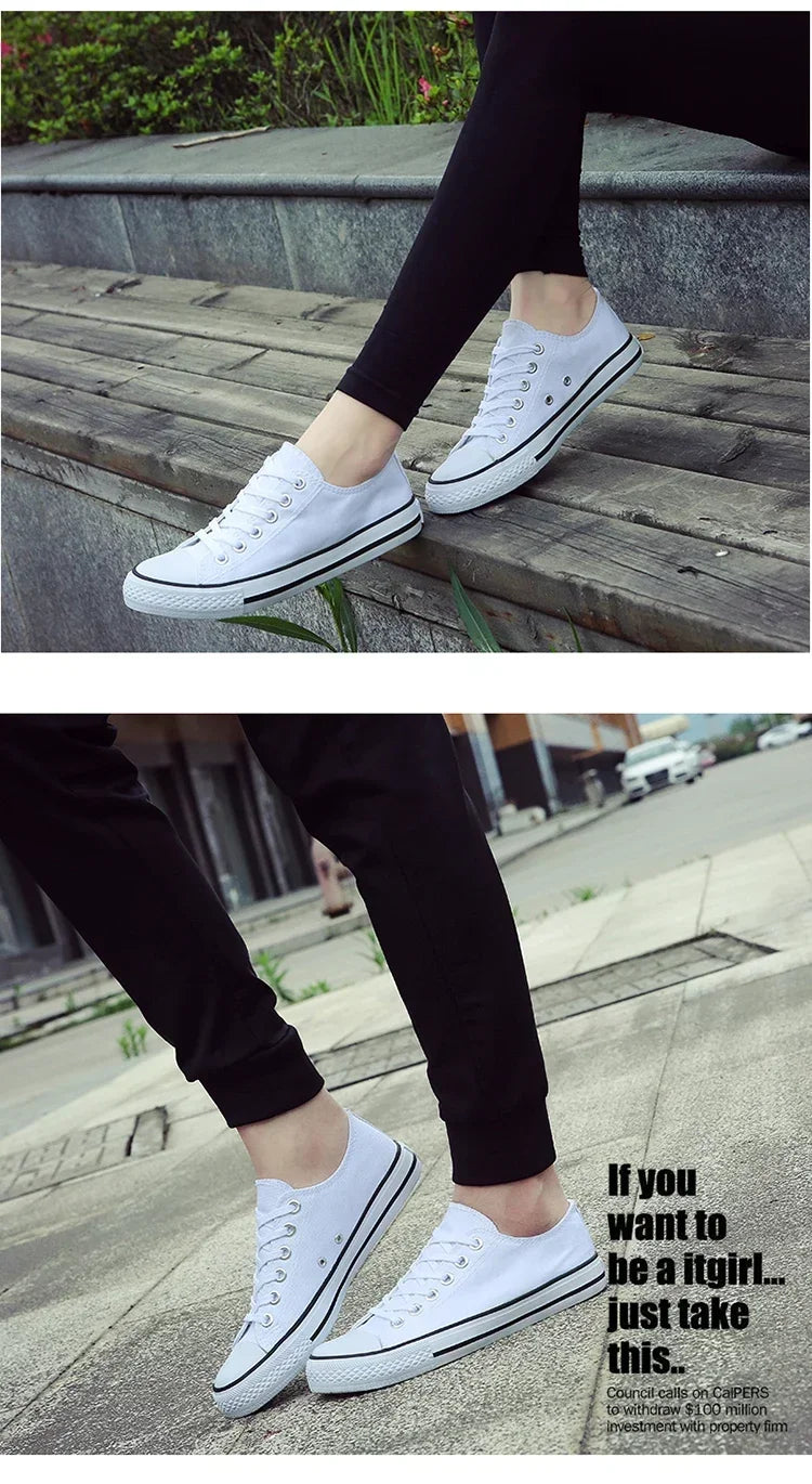 Student Running Solid ShoesWomen Vulcanized Ladies Lace-up Casual Breathable Walking Canvas Sneakers Spring Summer New Style Men
