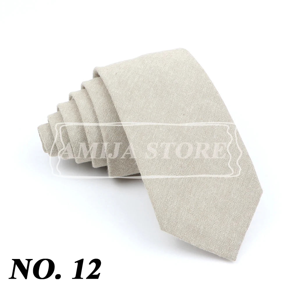 Wed Cotton Tie Solid Color Necktie For Man Woman Blue Pink Yellow Skinny Slim Ties Fashion Wedding Party Gifts Men Accessories