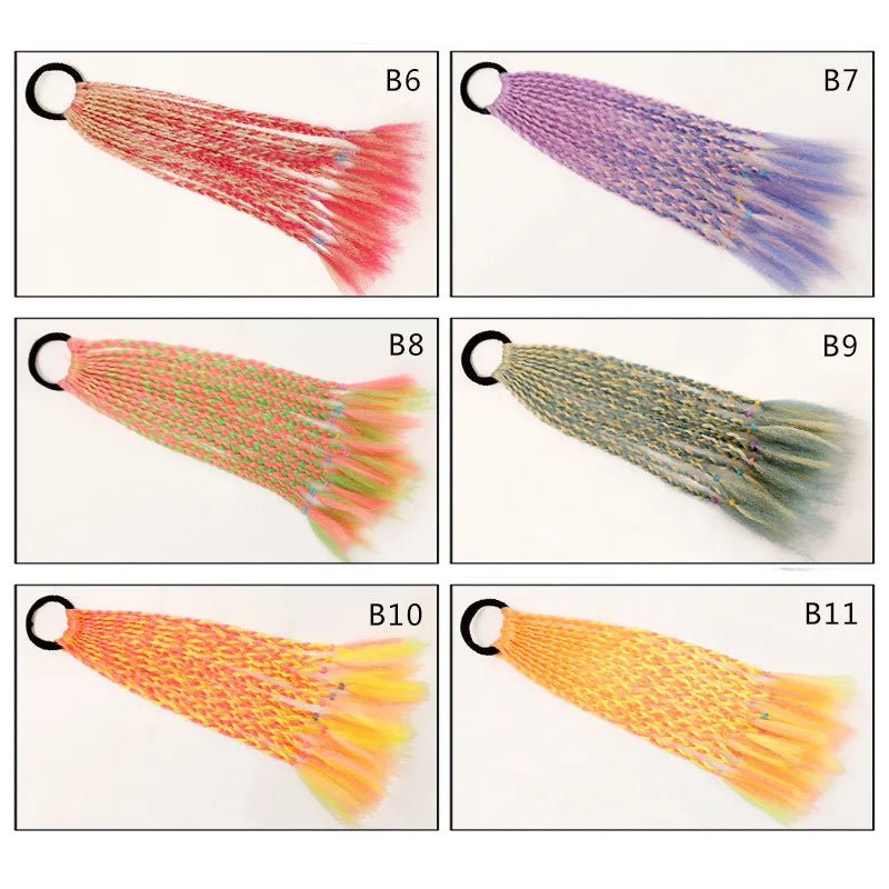 35cm Girl Thicker Wig Ponytail Hair Ropes Kids Twist Braid Rope Headdress Hair Braider Elastic Hair Band Rubber Hair Accessories Viralgem Store